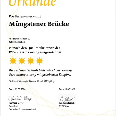 3-2-1meins Muengstener Bruecke Bis 5 Pers Dtv 4 Sterne Parkplatz Wlan Self Check-in Apartament *